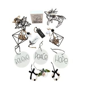 Ornament/tiered tray  black & white 13 piece set -NWT